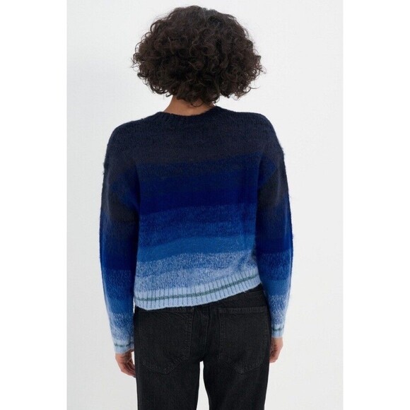 American Eagle Women's Sweater Mock Neck Ribbed Knit Blue Ombre Crop Size Med - Picture 3 of 16